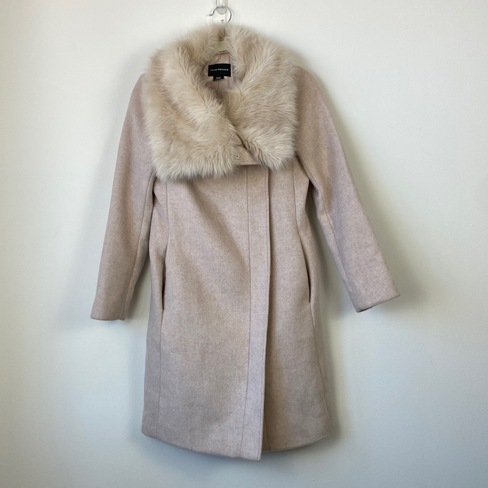 Club Monaco Evangah Faux-Fur Collar Wool Coat